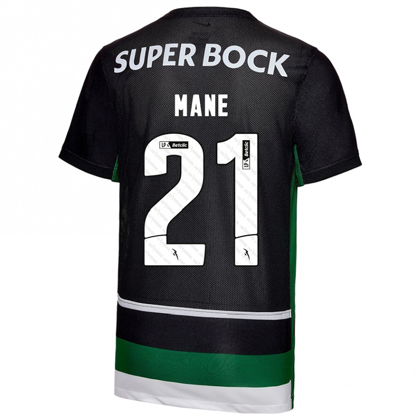 Enfant Football Maillot Isnaba Mané #21 Noir Blanc Vert Tenues Domicile 2024/25 Canada