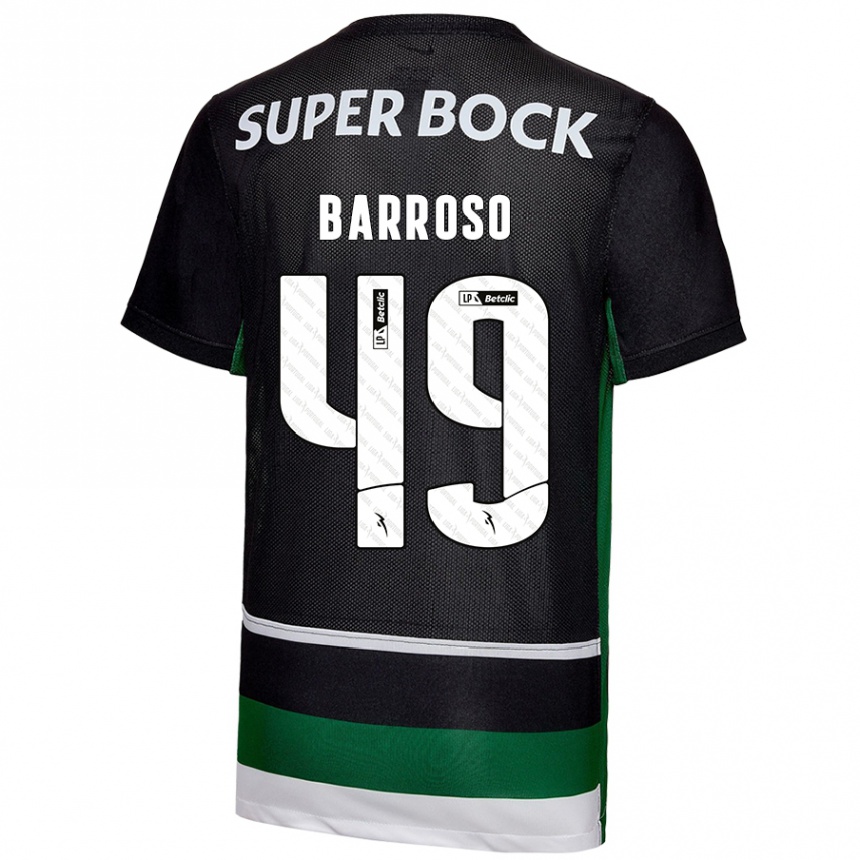 Kids Football Leonardo Barroso #49 Black White Green Home Jersey 2024/25 T-Shirt Canada