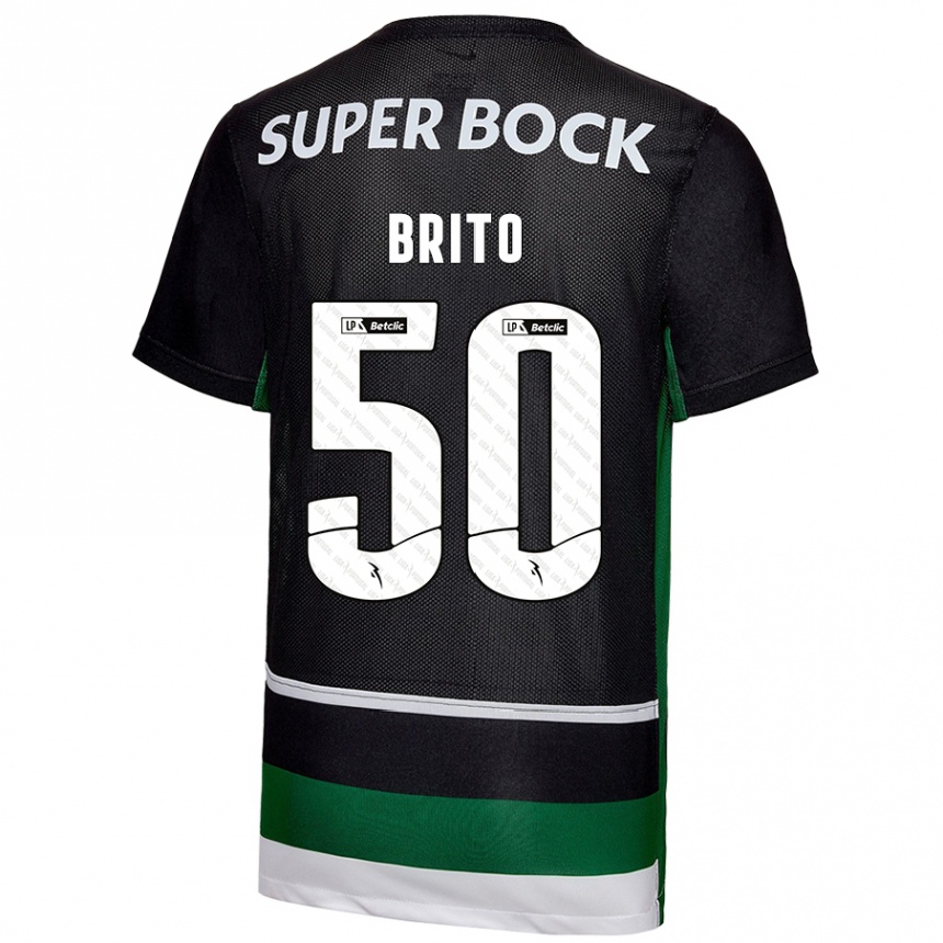 Enfant Football Maillot Alexandre Brito #50 Noir Blanc Vert Tenues Domicile 2024/25 Canada