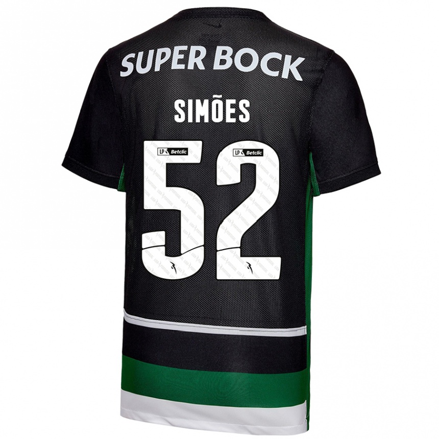 Kids Football João Simões #52 Black White Green Home Jersey 2024/25 T-Shirt Canada