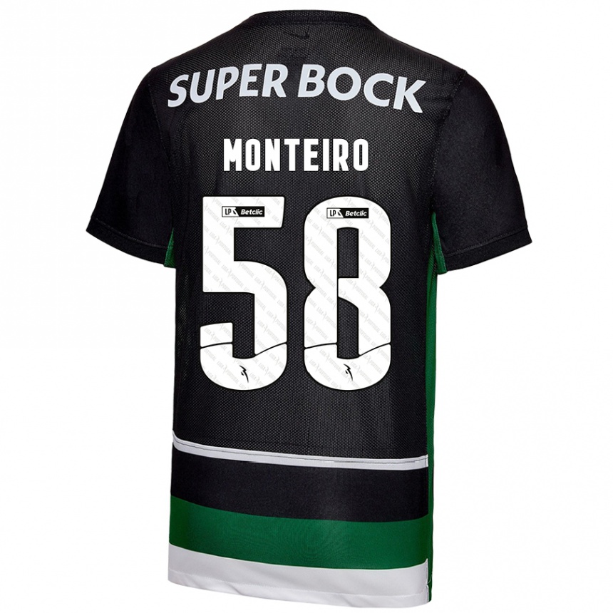 Kids Football David Monteiro #58 Black White Green Home Jersey 2024/25 T-Shirt Canada