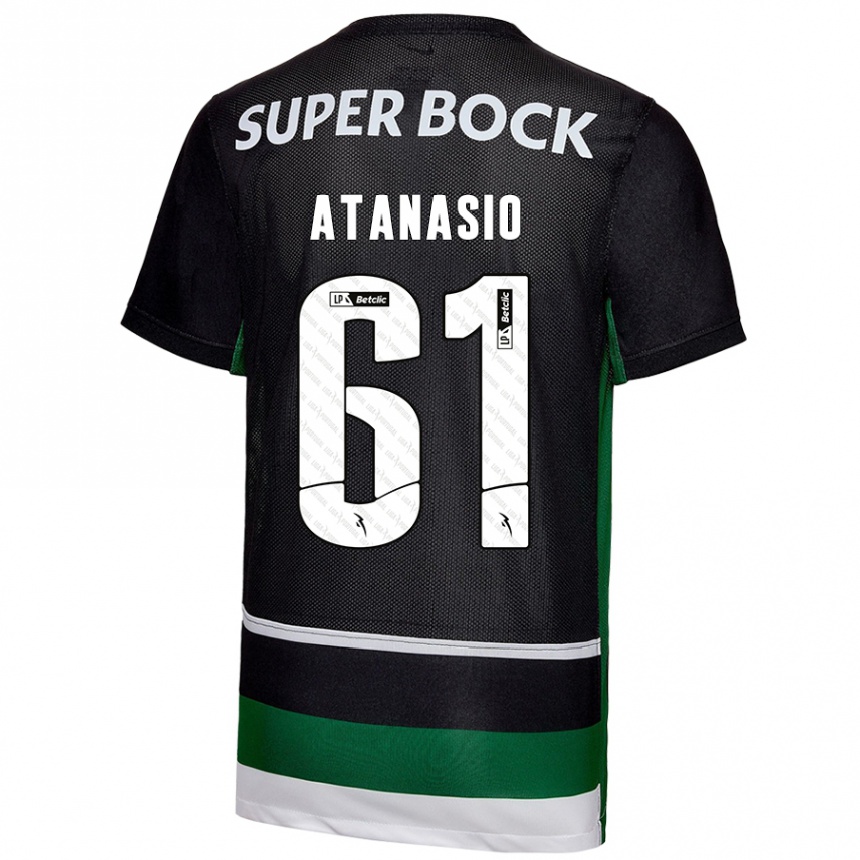 Enfant Football Maillot Atanásio #61 Noir Blanc Vert Tenues Domicile 2024/25 Canada