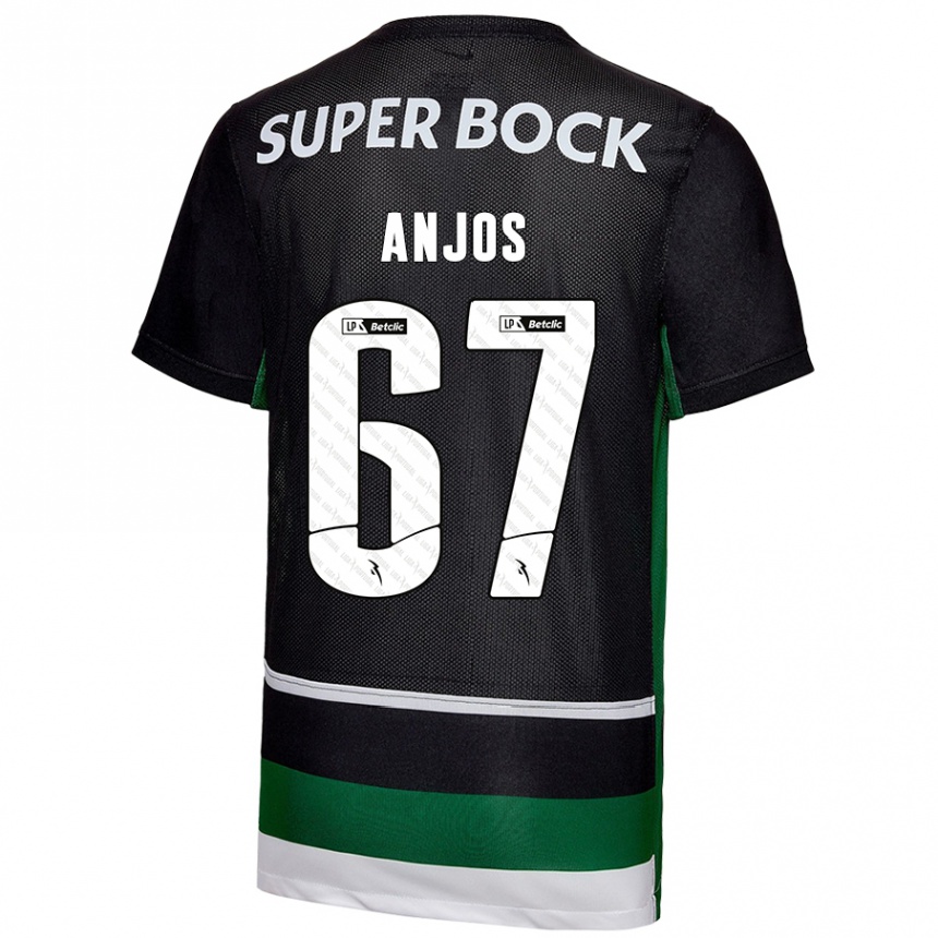 Kids Football Lucas Anjos #67 Black White Green Home Jersey 2024/25 T-Shirt Canada