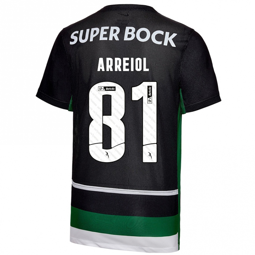 Kids Football Henrique Arreiol #81 Black White Green Home Jersey 2024/25 T-Shirt Canada