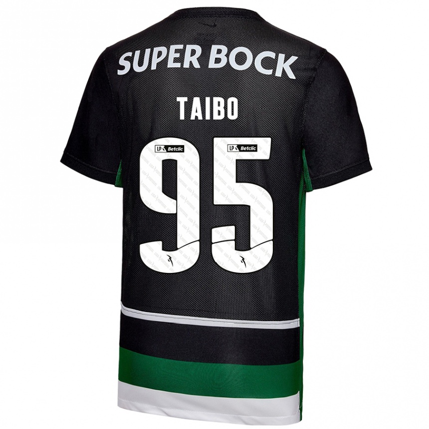 Kids Football Lucas Taibo #95 Black White Green Home Jersey 2024/25 T-Shirt Canada