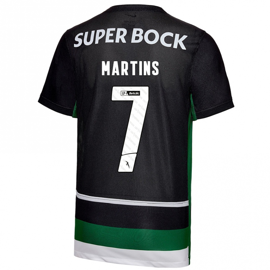 Kids Football Joana David Carromeu Martins #7 Black White Green Home Jersey 2024/25 T-Shirt Canada