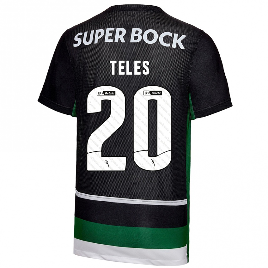 Kids Football Ana Isabel Teles #20 Black White Green Home Jersey 2024/25 T-Shirt Canada