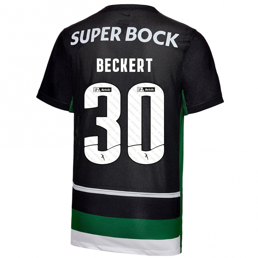 Enfant Football Maillot Carolina Beckert #30 Noir Blanc Vert Tenues Domicile 2024/25 Canada