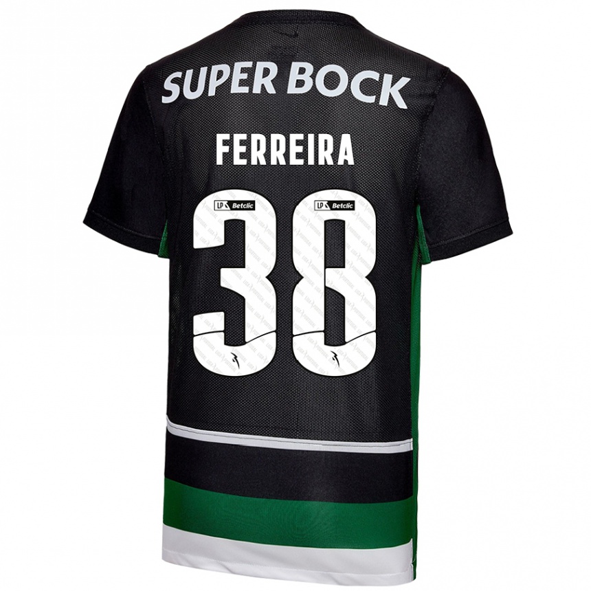 Kids Football Marta Ferreira #38 Black White Green Home Jersey 2024/25 T-Shirt Canada