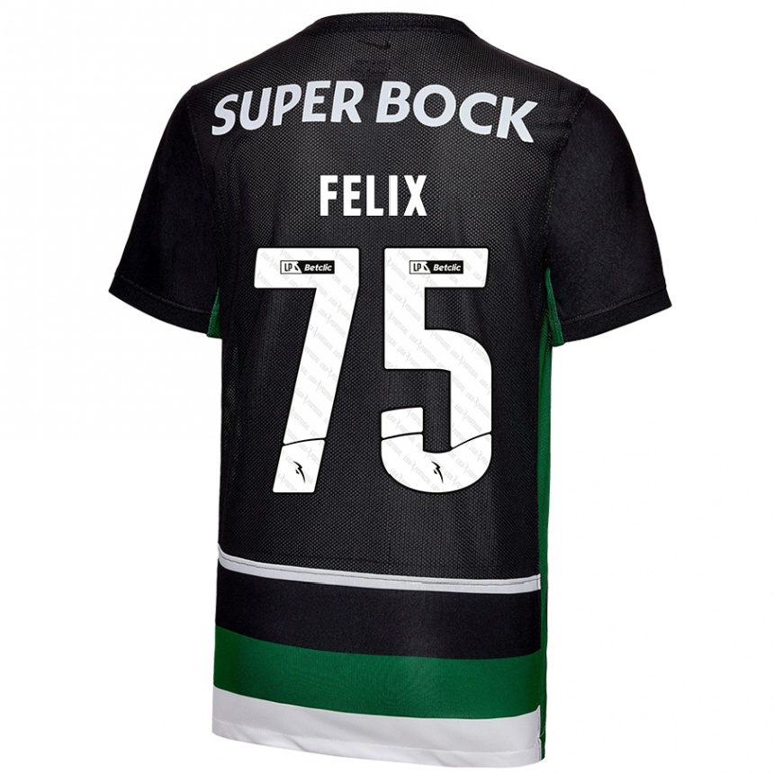 Kids Football Vando Félix #75 Black White Green Home Jersey 2024/25 T-Shirt Canada