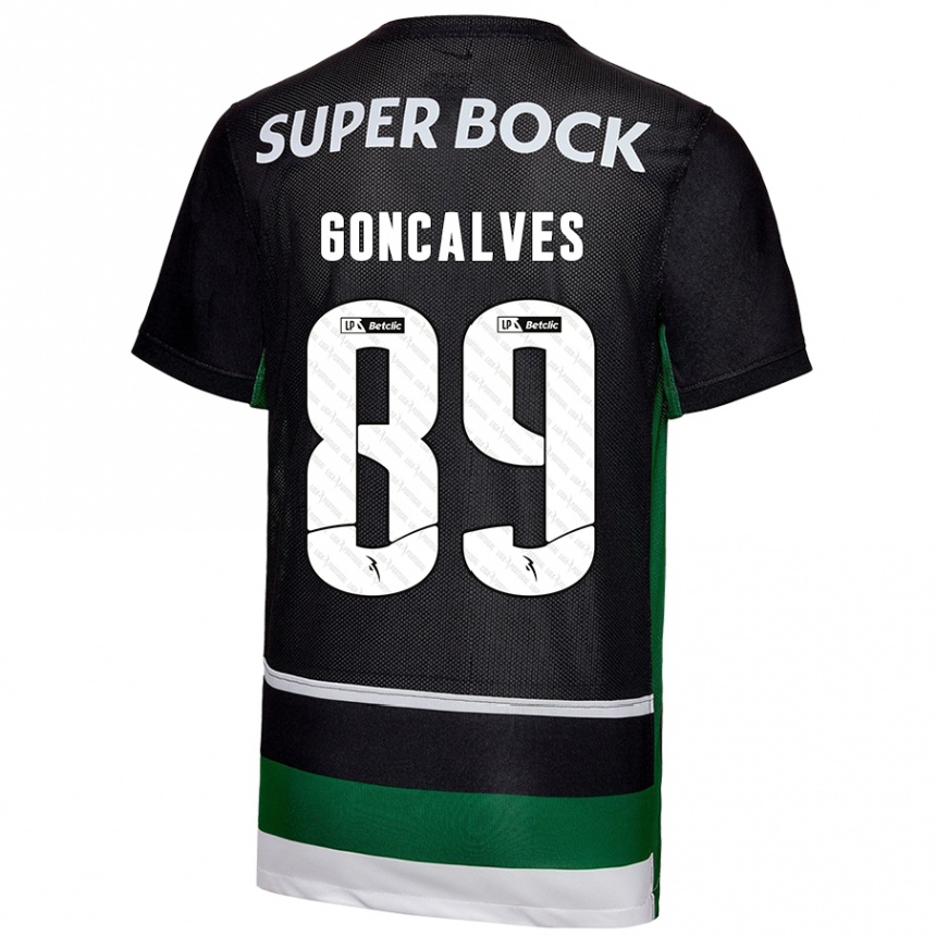 Enfant Football Maillot André Gonçalves #89 Noir Blanc Vert Tenues Domicile 2024/25 Canada