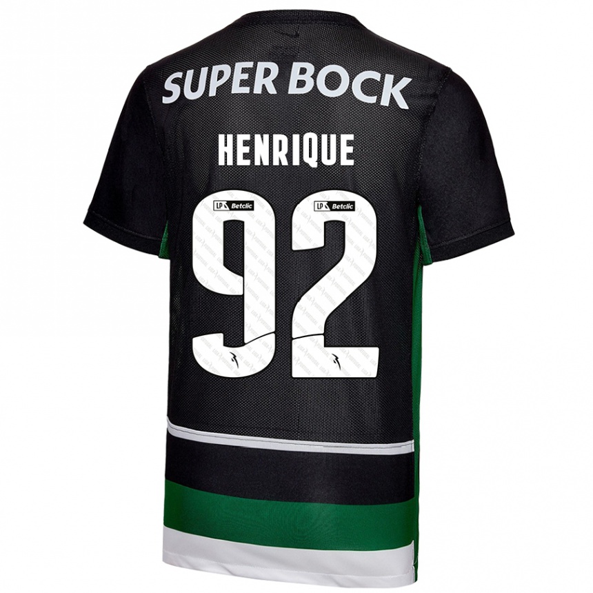 Enfant Football Maillot Eduardo Henrique #92 Noir Blanc Vert Tenues Domicile 2024/25 Canada