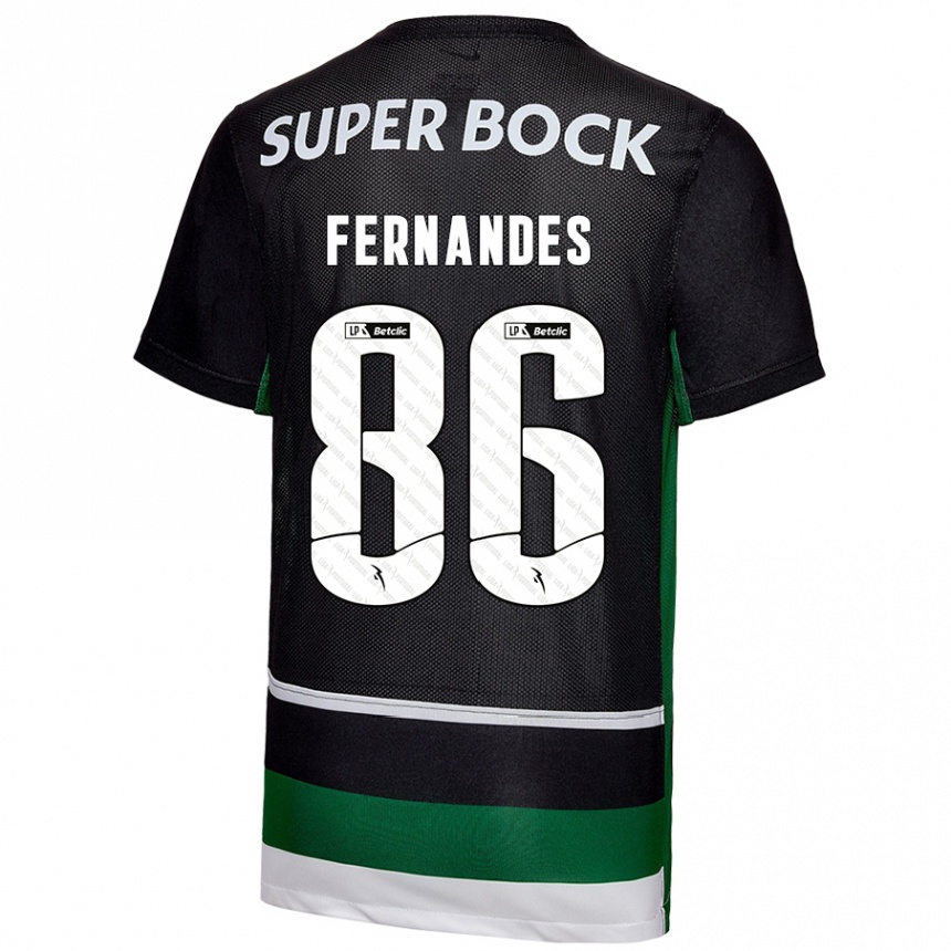 Kids Football Emanuel Fernandes #86 Black White Green Home Jersey 2024/25 T-Shirt Canada