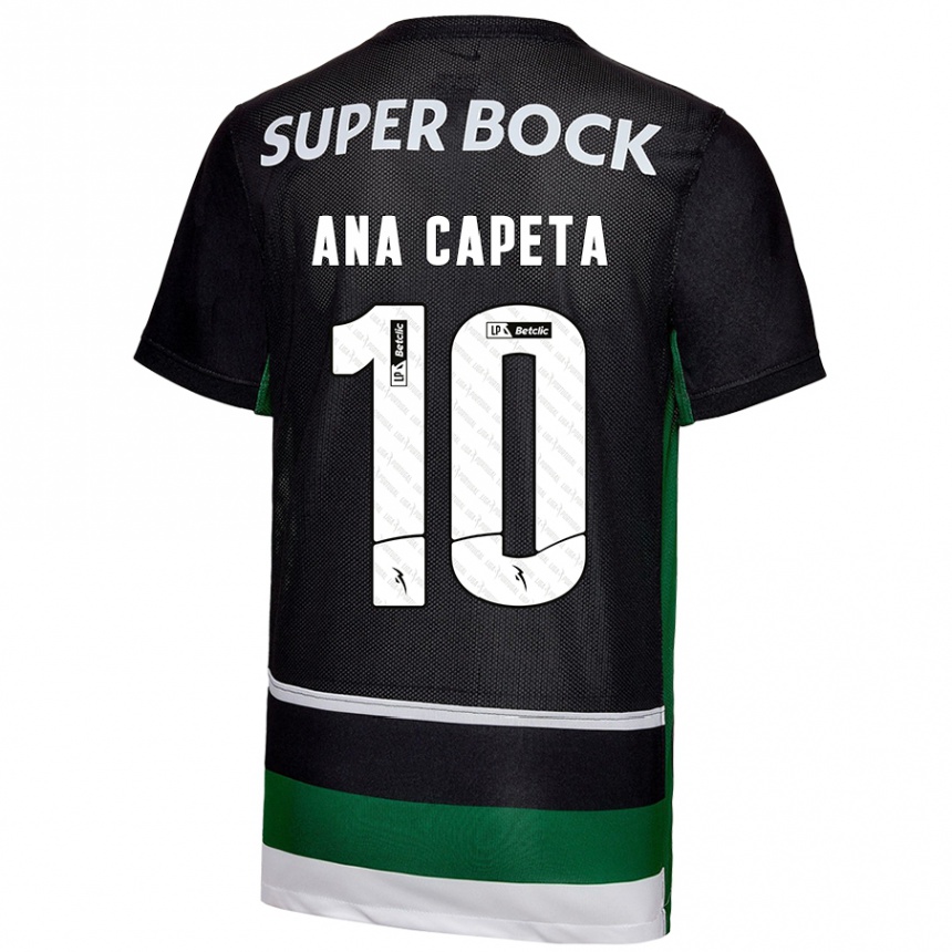 Kids Football Ana Capeta #10 Black White Green Home Jersey 2024/25 T-Shirt Canada