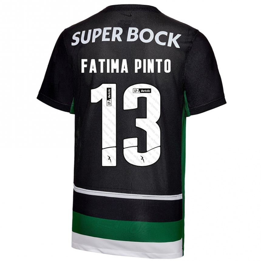 Kids Football Fátima Alexandra Figueira Pinto #13 Black White Green Home Jersey 2024/25 T-Shirt Canada