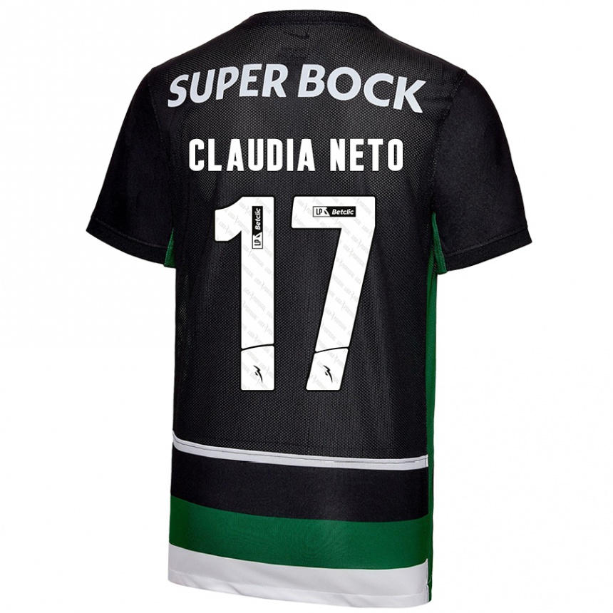 Kids Football Cláudia Teresa Pires Neto #17 Black White Green Home Jersey 2024/25 T-Shirt Canada