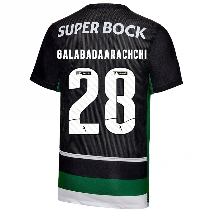 Kids Football Jacinta Galabadaarachchi #28 Black White Green Home Jersey 2024/25 T-Shirt Canada