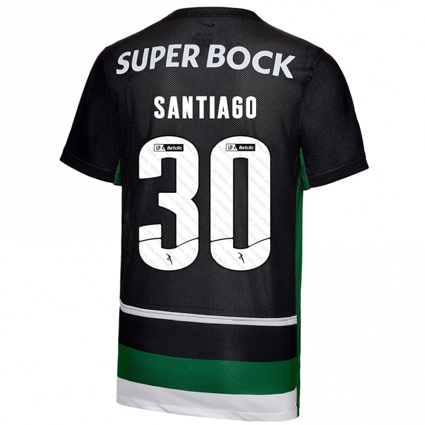 Kids Football Carolina Santiago #30 Black White Green Home Jersey 2024/25 T-Shirt Canada