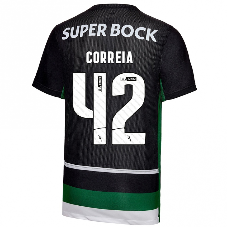 Kids Football Leonete Maísa Nozerand Correia #42 Black White Green Home Jersey 2024/25 T-Shirt Canada