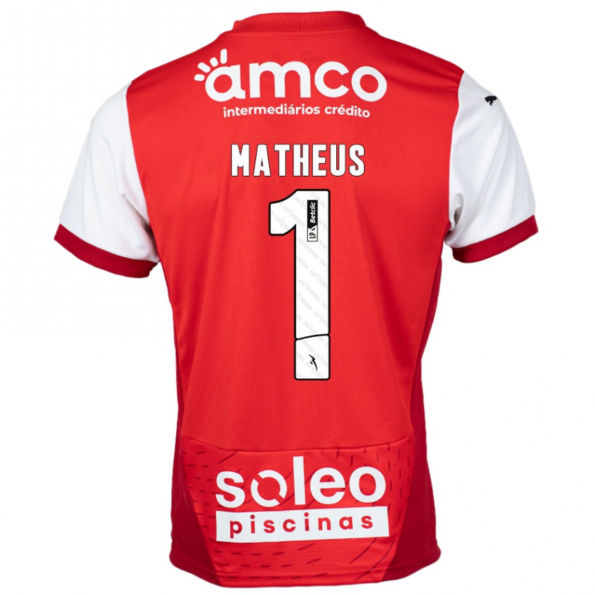 Kids Football Matheus #1 Red White Home Jersey 2024/25 T-Shirt Canada