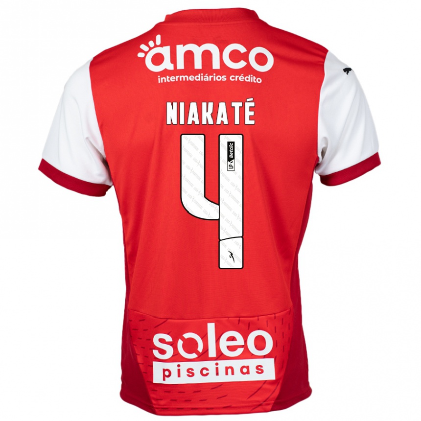 Kids Football Sikou Niakaté #4 Red White Home Jersey 2024/25 T-Shirt Canada