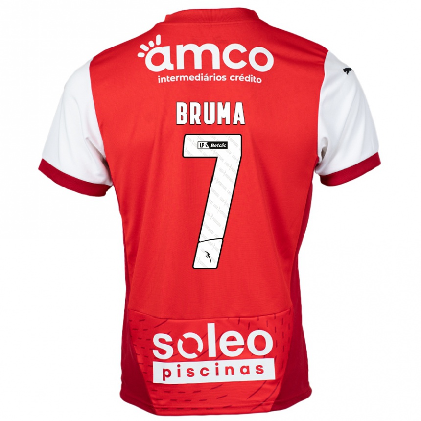 Kids Football Bruma #7 Red White Home Jersey 2024/25 T-Shirt Canada