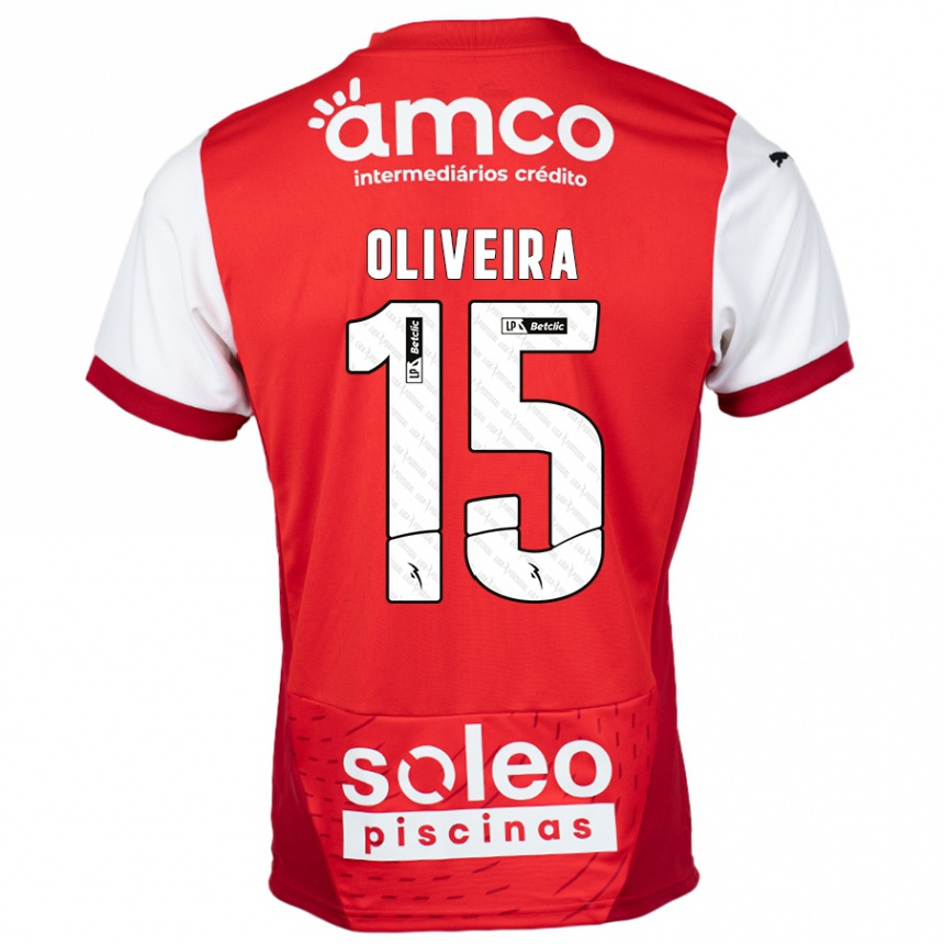 Kids Football Paulo Oliveira #15 Red White Home Jersey 2024/25 T-Shirt Canada