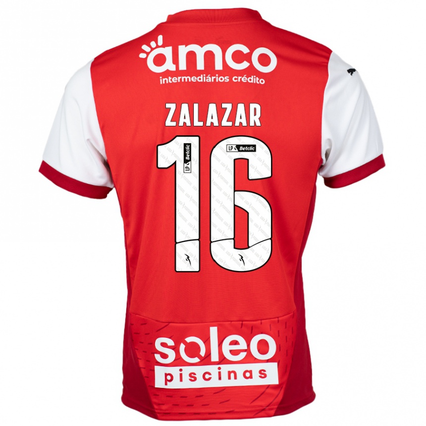 Kids Football Rodrigo Zalazar #16 Red White Home Jersey 2024/25 T-Shirt Canada