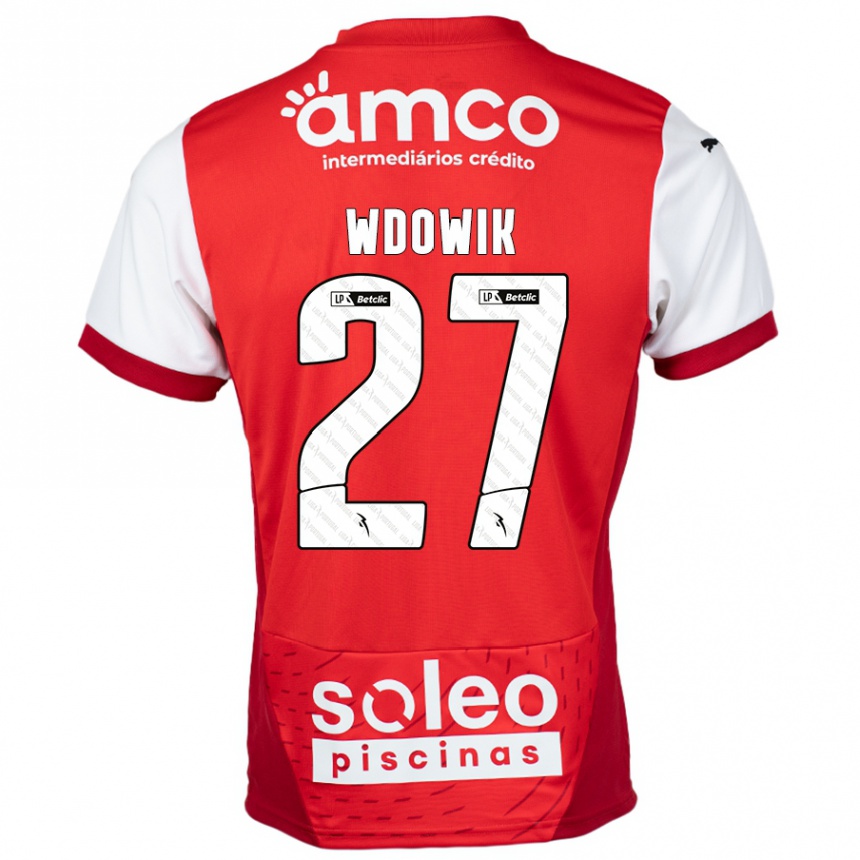 Kids Football Bartlomiej Wdowik #27 Red White Home Jersey 2024/25 T-Shirt Canada