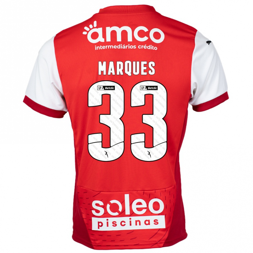 Kids Football João Marques #33 Red White Home Jersey 2024/25 T-Shirt Canada