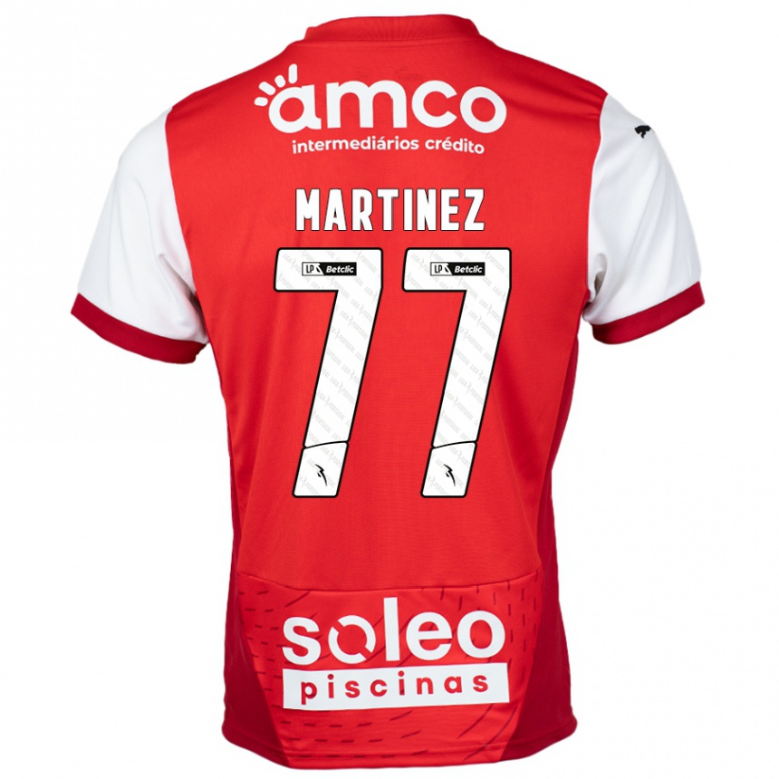 Kids Football Gabri Martínez #77 Red White Home Jersey 2024/25 T-Shirt Canada