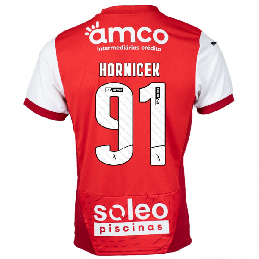 Kids Football Lukas Hornicek #91 Red White Home Jersey 2024/25 T-Shirt Canada