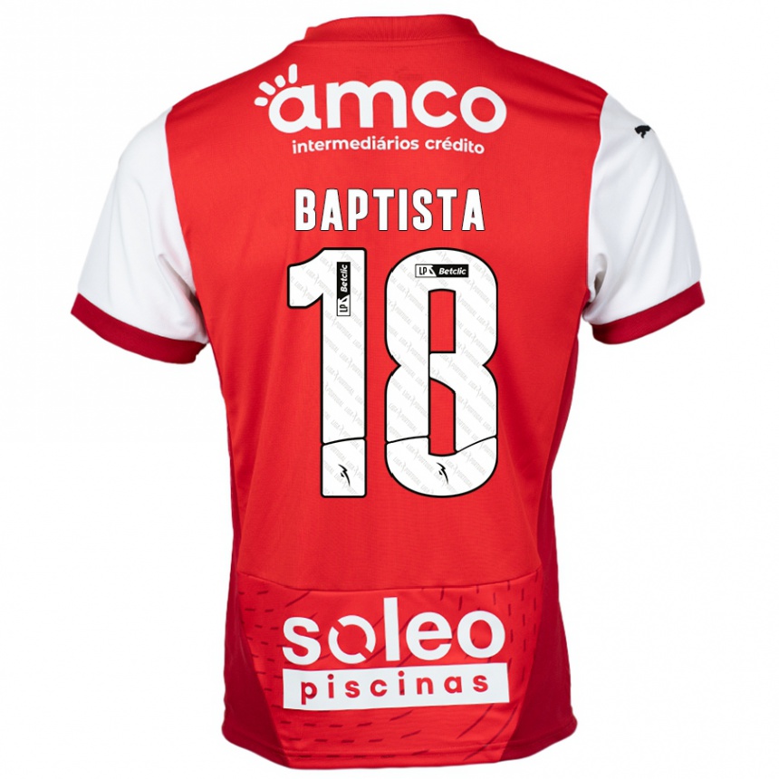 Kids Football Tiago Baptista #18 Red White Home Jersey 2024/25 T-Shirt Canada