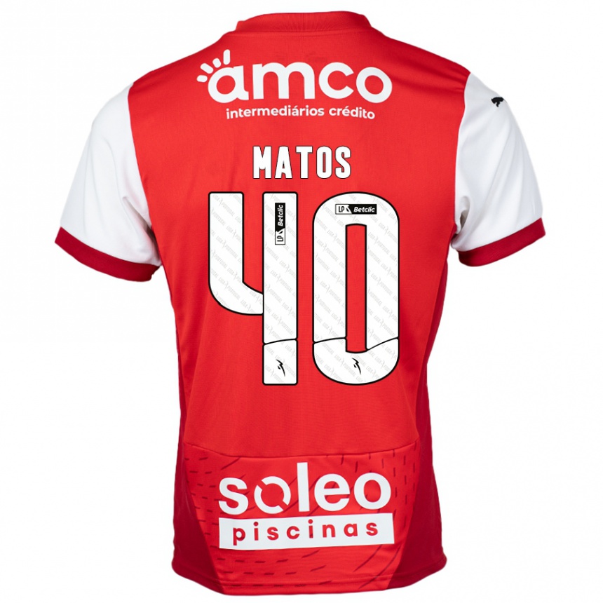 Kids Football João Matos #40 Red White Home Jersey 2024/25 T-Shirt Canada