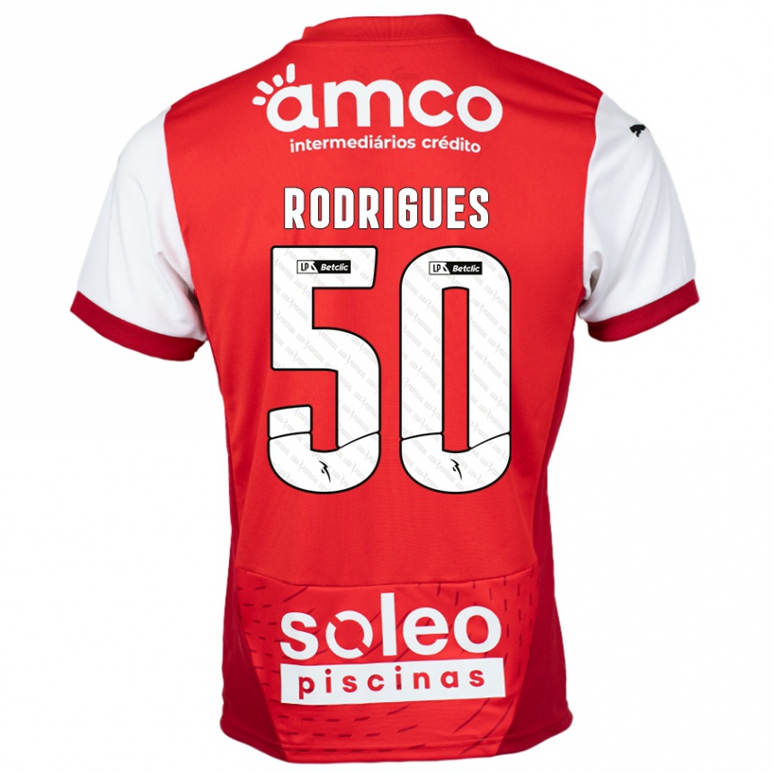 Kids Football Diego Rodrigues #50 Red White Home Jersey 2024/25 T-Shirt Canada