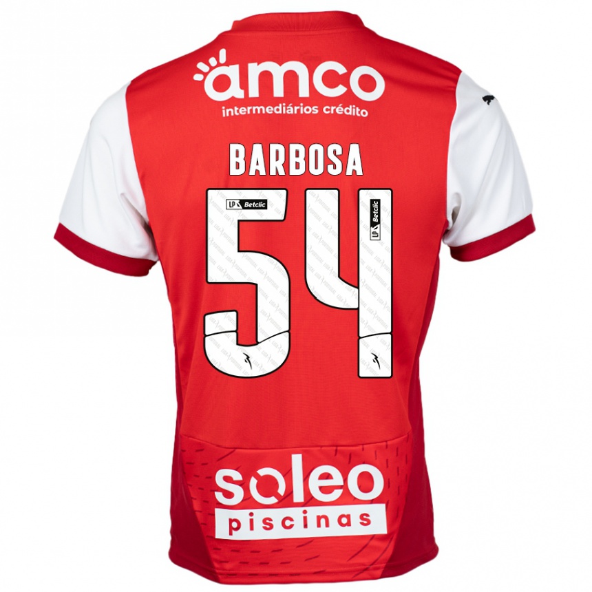 Kids Football Guilherme Barbosa #54 Red White Home Jersey 2024/25 T-Shirt Canada