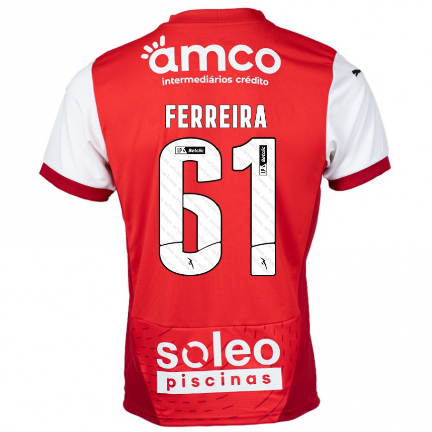 Kids Football Tiago Ferreira #61 Red White Home Jersey 2024/25 T-Shirt Canada