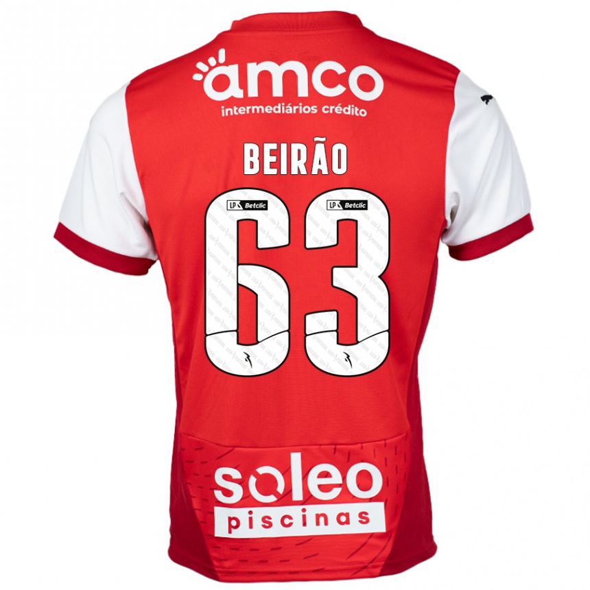 Kids Football Rodrigo Beirão #63 Red White Home Jersey 2024/25 T-Shirt Canada