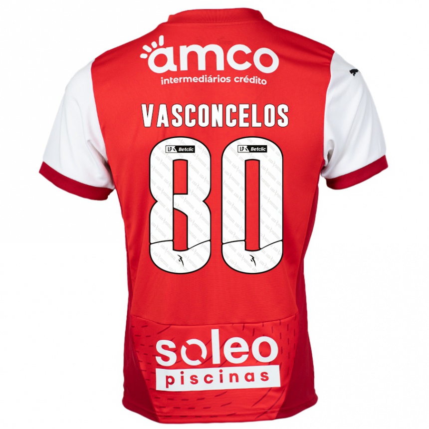 Kids Football Vasconcelos #80 Red White Home Jersey 2024/25 T-Shirt Canada