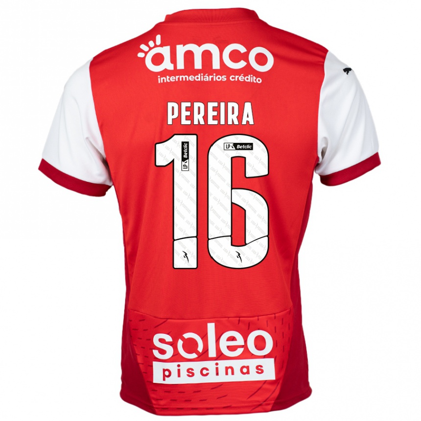 Kids Football Catarina Pereira #16 Red White Home Jersey 2024/25 T-Shirt Canada