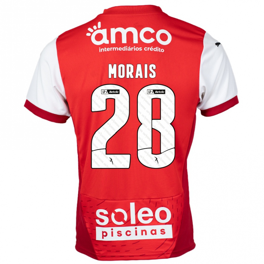 Kids Football Patrícia Morais #28 Red White Home Jersey 2024/25 T-Shirt Canada