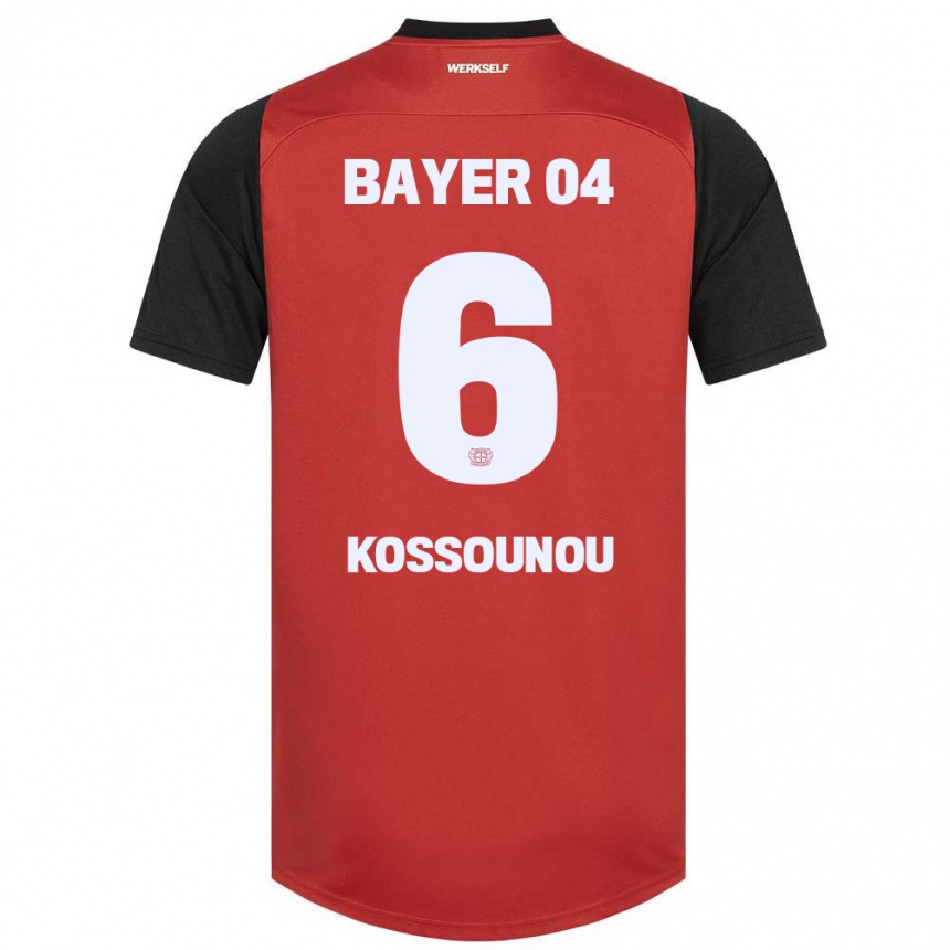 Kids Football Odilon Kossounou #6 Red Black Home Jersey 2024/25 T-Shirt Canada