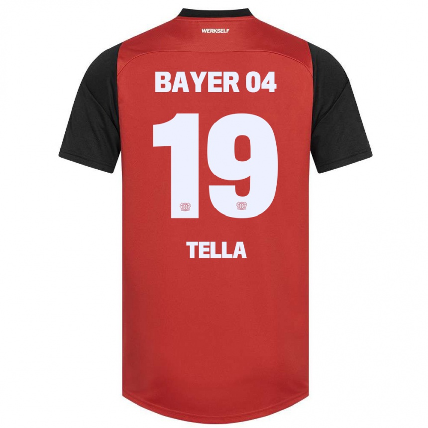 Kids Football Nathan Tella #19 Red Black Home Jersey 2024/25 T-Shirt Canada