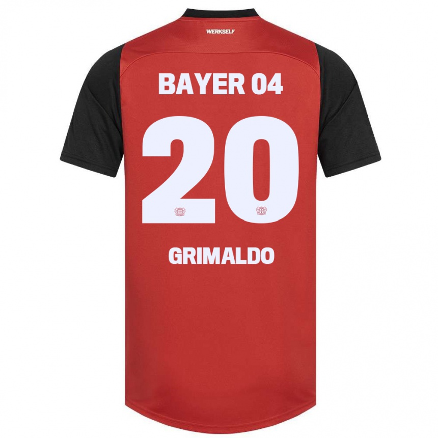 Enfant Football Maillot Alejandro Grimaldo #20 Rouge Noir Tenues Domicile 2024/25 Canada