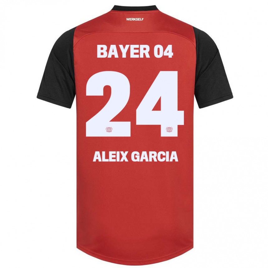 Kids Football Aleix García #24 Red Black Home Jersey 2024/25 T-Shirt Canada