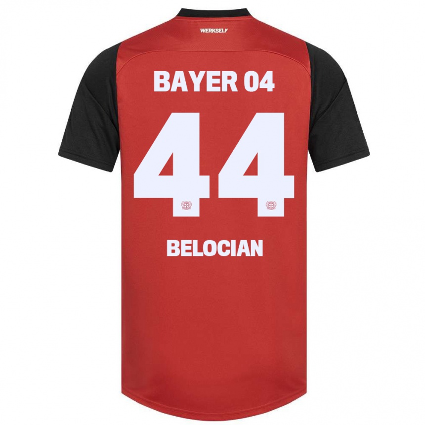 Kids Football Jeanuël Belocian #44 Red Black Home Jersey 2024/25 T-Shirt Canada