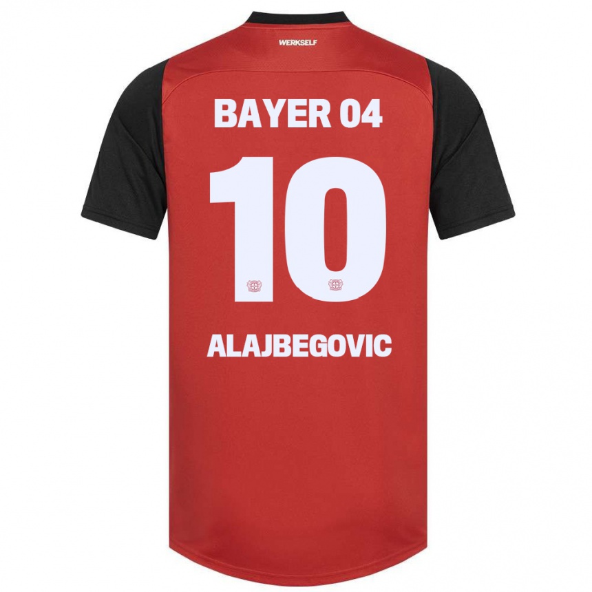 Kids Football Kerim Alajbegovic #10 Red Black Home Jersey 2024/25 T-Shirt Canada