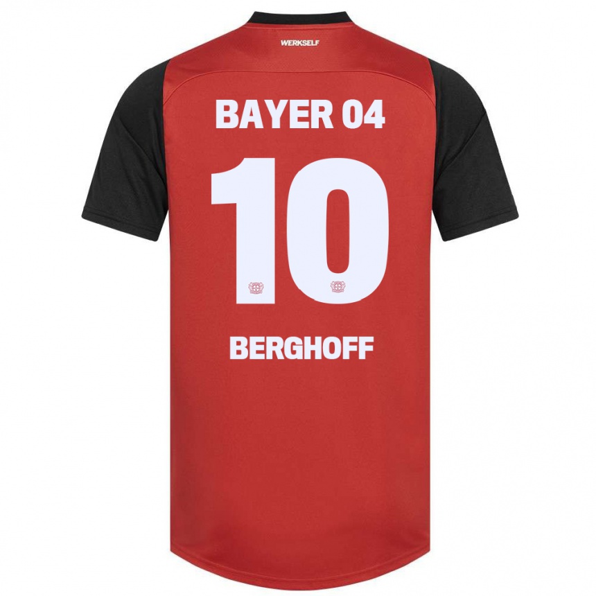 Kids Football Jonah Berghoff #10 Red Black Home Jersey 2024/25 T-Shirt Canada