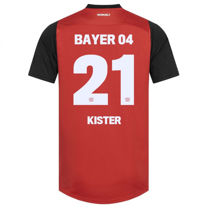 Kids Football Akim Kister #21 Red Black Home Jersey 2024/25 T-Shirt Canada