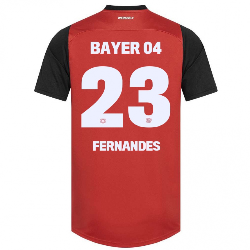 Kids Football Tyron Fernandes #23 Red Black Home Jersey 2024/25 T-Shirt Canada